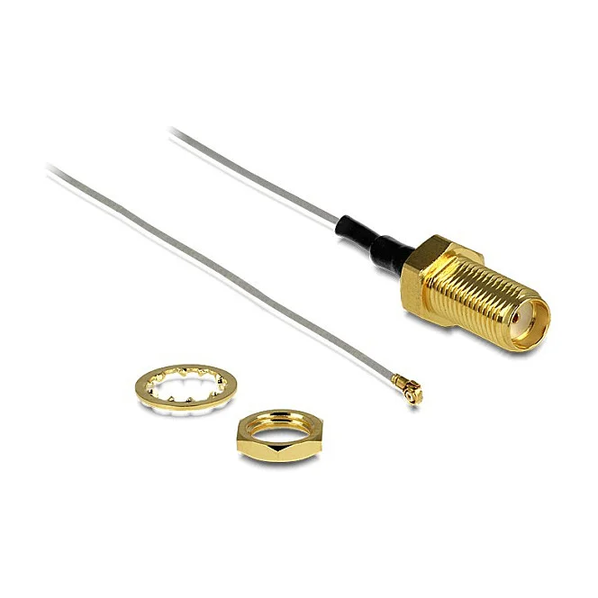 Antennenkabel SMA Buchse zum Einbau zu I-PEX Inc., MHF® 4 Stecker 0.81, 20 cm Gewindelänge 10 mm