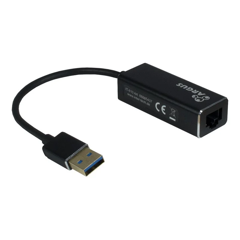 Adapter USB3.0 > RJ45 Gigabit Lan 1000 MBit/s Inter-Tech Black