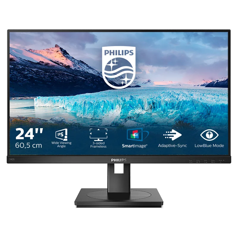 61cm/24'' (1920x1080) Philips S-Line 242S1AE 16:9 4ms HDMI DVI VGA DisplayPort VESA Pivot Speaker Full HD Black
