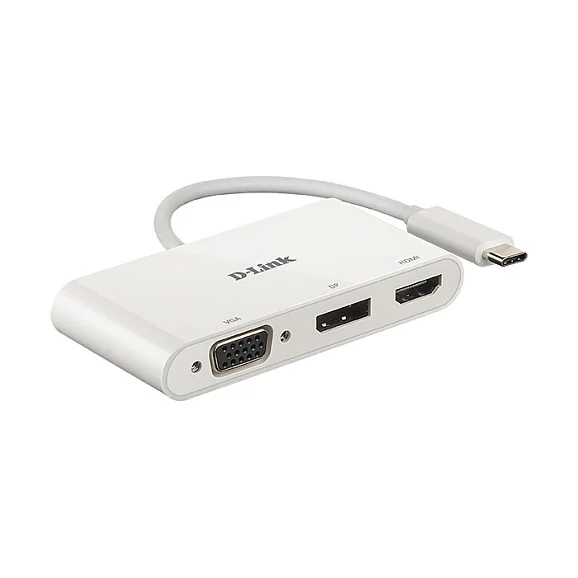 USB-C HUB 3Port D-Link DUB-V310 DisplayPort HDMI VGA 4K passiv White