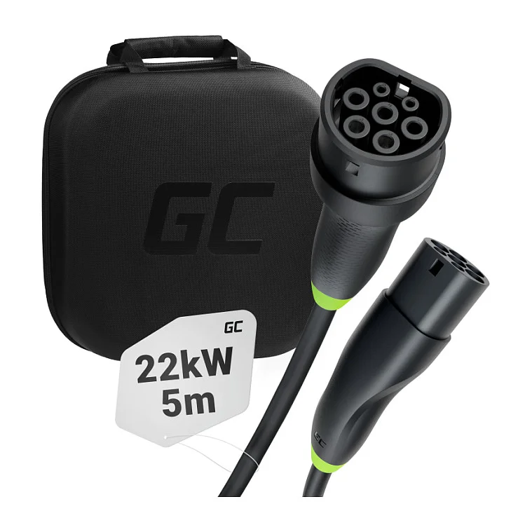 Green Cell Elektroauto Ladekabel/electric car charging cable Typ 2 22KW 32A 5m Black
