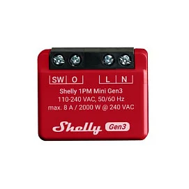 Shelly Relais "1PM Mini Gen. 3" WLAN BT Messfunktion max 8A 1 Kanal Unterputz
