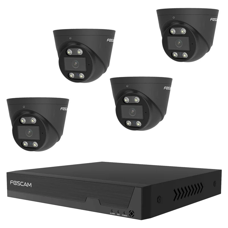 FOSCAM FN9108E-T4-2T Überwachungskameraset 4 Kameras mit Recorder Schwarz