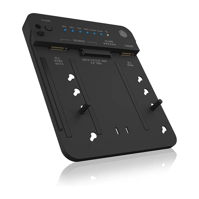 ICY BOX IB-2913MCL-C31 USB-C 3.2 Klon- und DockingStation für 2x M.2 NVMe/SATA SSD und 3,5"/2,5" HDD/SSD