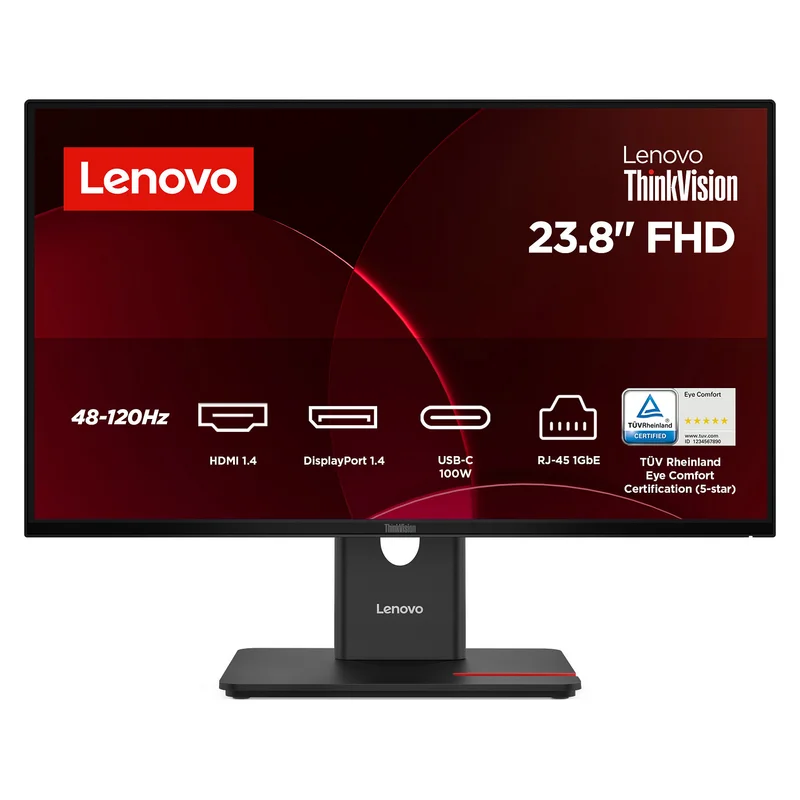 60,5cm/23,8" (1920x1080) Lenovo ThinkVision T24D-40 16:9 FHD IPS 4ms 120Hz HDMI DisplayPort USB-C USB LAN VESA Speaker Black