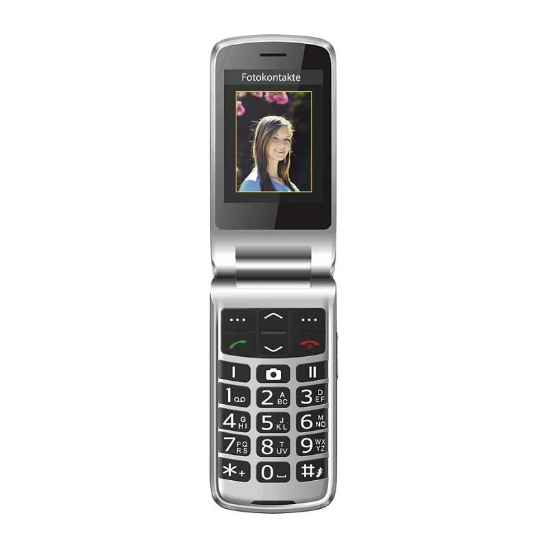 Beafon SL645 - 2G, Silver Line, Grotastenklapphandy, schwarz-silber