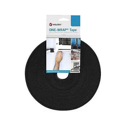 VELCRO One Wrap Band 10 mm breit, flammhemmend, schwarz, 25 m