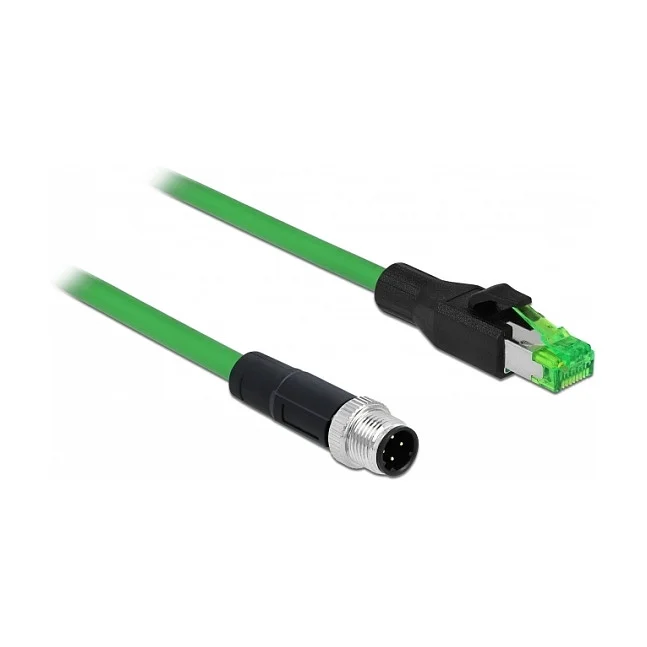 Netzwerkkabel M12 4 Pin D-kodiert zu RJ45 Stecker PVC 2 m