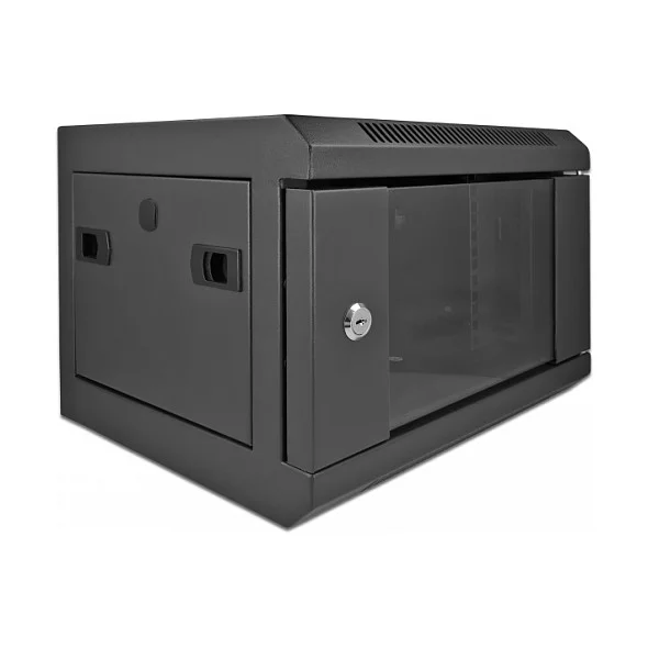 10" Netzwerkschrank mit Glastür 4 HE schwarz