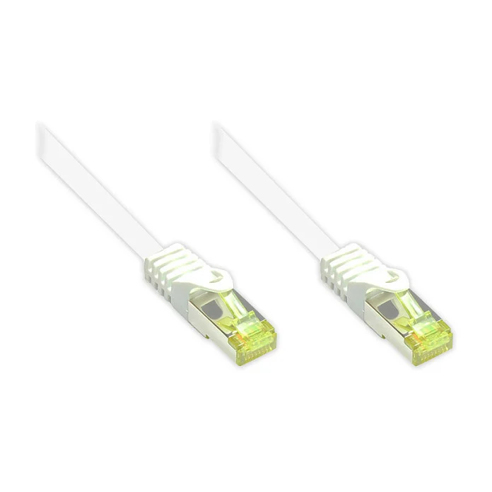 GoodConnections RJ45 Patchkabel mit Cat. 7 Rohkabel und Rastnasenschutz (), S/FTP, PiMF, halogenfrei, 500MHz, OFC, weiß, 7,5m,