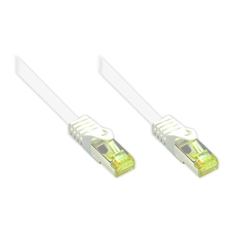 GoodConnections RJ45 Patchkabel mit Cat. 7 Rohkabel und Rastnasenschutz (), S/FTP, PiMF, halogenfrei, 500MHz, OFC, weiß, 30m,