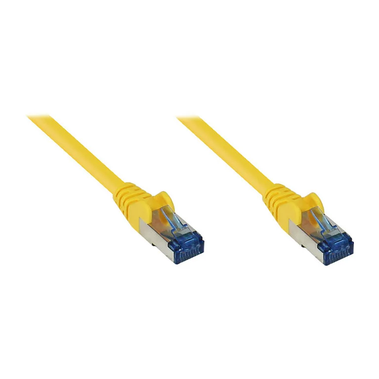 GoodConnections Patchkabel mit Rastnasenschutz, Cat. 6A, S/FTP, PiMF, halogenfrei, 500MHz, gelb, 5m,