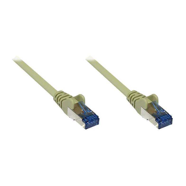 GoodConnections Patchkabel mit Rastnasenschutz, Cat. 6A, S/FTP, PiMF, halogenfrei, 500MHz, grau, 10m,