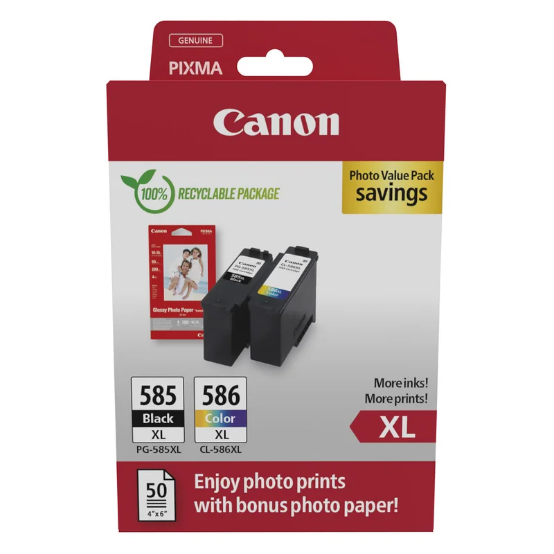 Canon PG-585XL/CL-586XL Photo Value Pack - 2er-Pack - Hohe Ergiebigkeit - Schwarz, Farbe (Cyan, Magenta, Gelb)