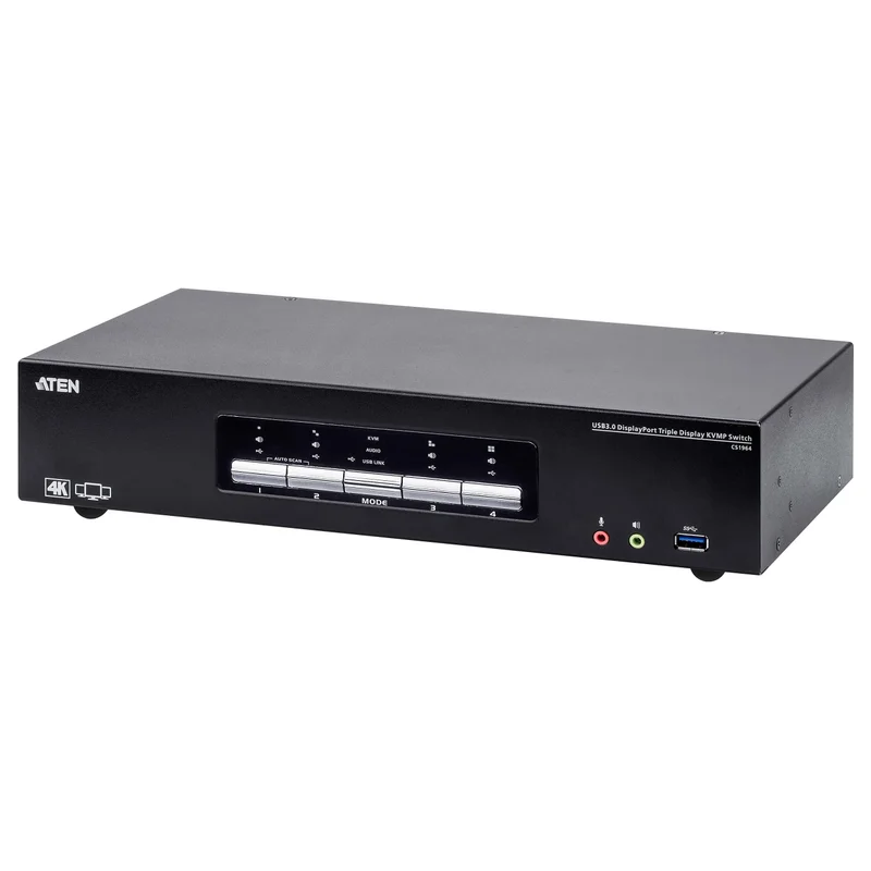 ATEN KVM Switch 4P USB3.0 4K DP Triple View KVMP S