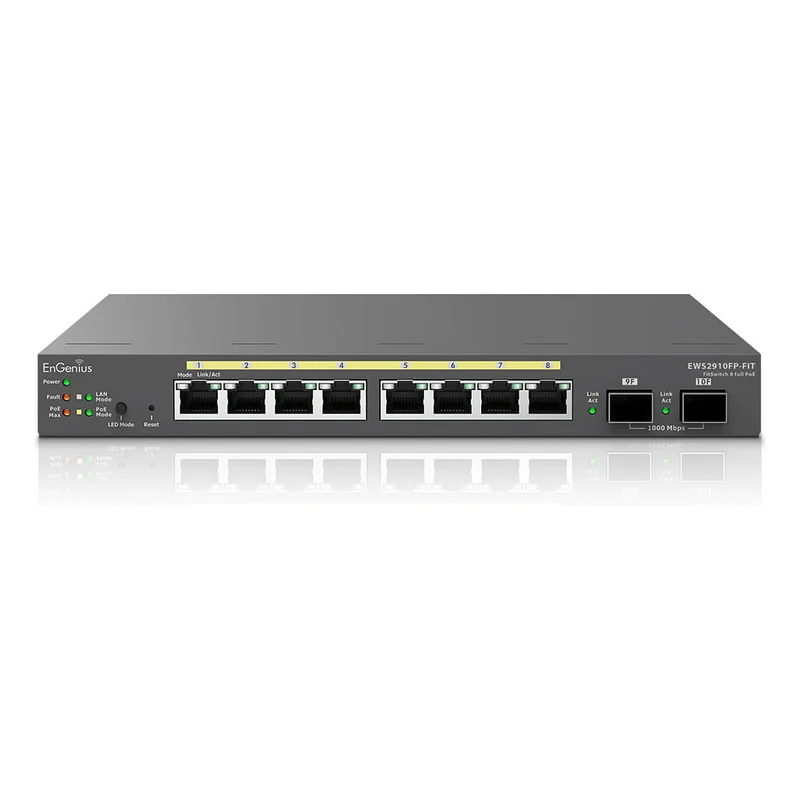 Engenius Switch 8-port GbE PoE.af/at(+) 130W, 2xSFP