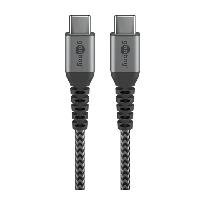 Goobay USB-C auf USB-C mit Metallsteckern, grau, 0,5m