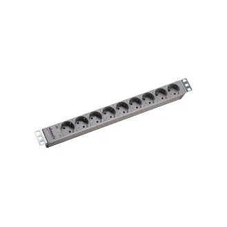 BACHMANN 19"-Steckdosenleiste ALU 1HE, 9-fach 35, grau, 2,0m, ohne Schalter