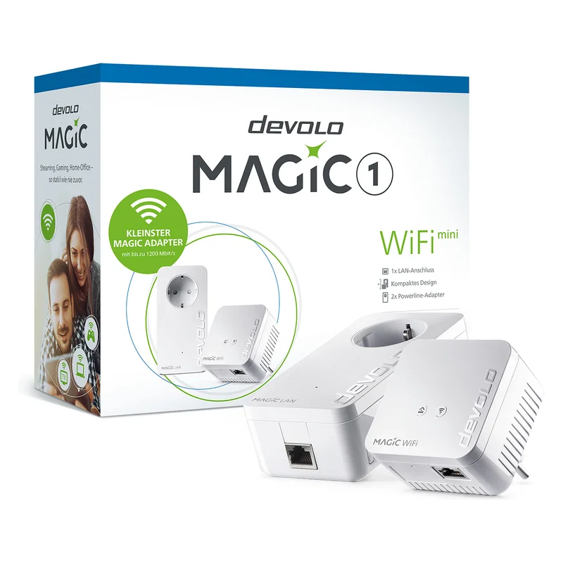Devolo Magic 1 WiFi 2-1-2 Starter Kit mini, Powerline + WLAN (2 Adapter)