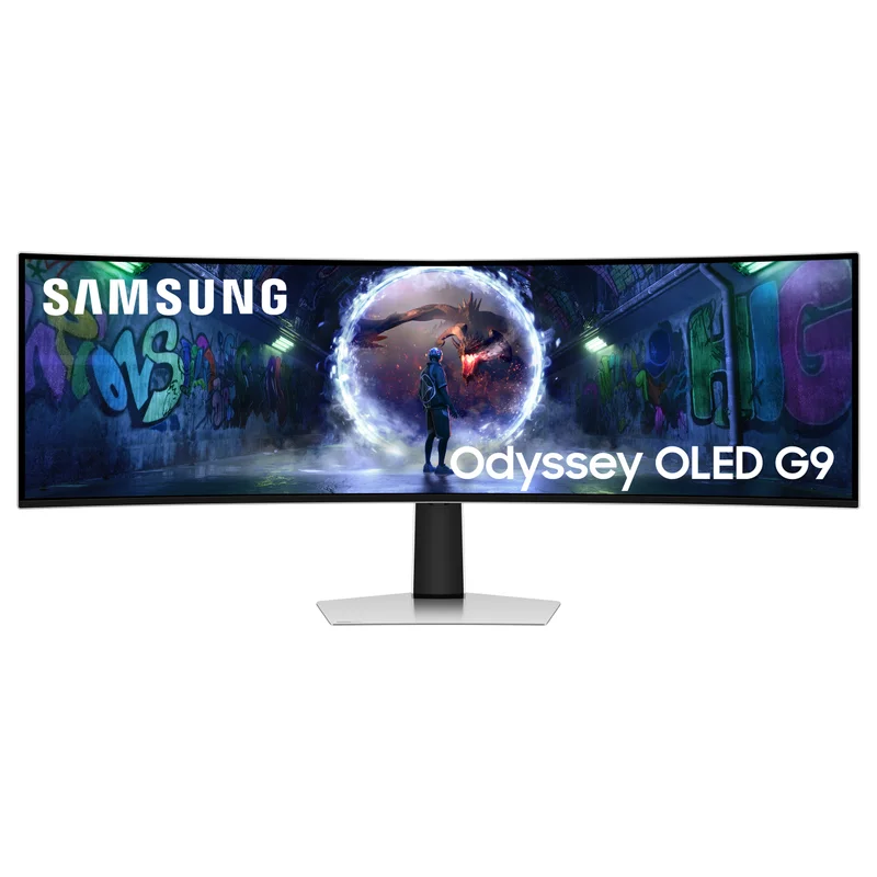 124,0cm/49" (5120x1440) Samsung Odyssey G9 G93SD S49DG934SU 32:9 OLED 0,03ms 240Hz DisplayPort HDMI Micro-HDMI VESA HDR FreeSync G-Sync Silvr