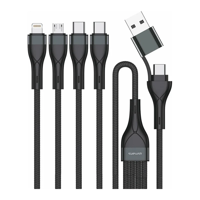 4smarts USB-C/A Multi-Ladekabel 4in2 1.2m. schwarz