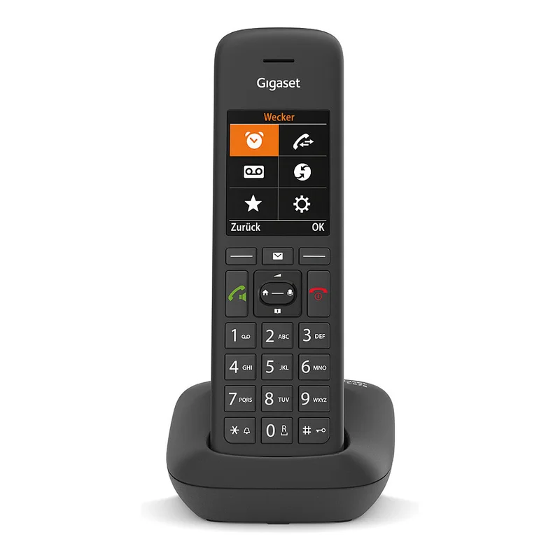 GIGASET C575 schwarz schnurlos analog (DECT) TFT-Farb-Display Freisprechen Adressbuch fr 200 Eintrge Wecker Kalender