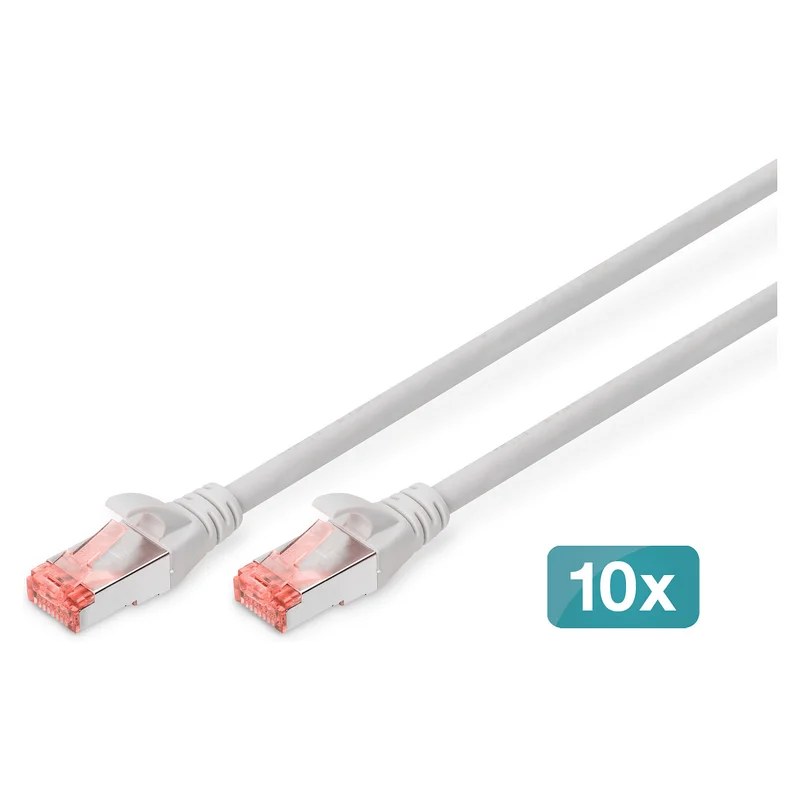 DIGITUS CAT 6 S/FTP Patchkabel, 10 Stück, 5m, grau