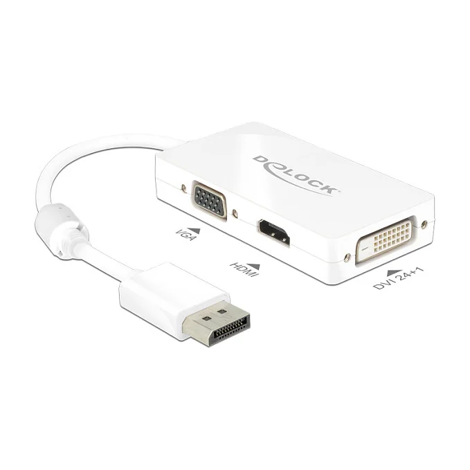 Adapter DisplayPort 1.2 Stecker zu VGA / HDMI / DVI Buchse Passiv weiß