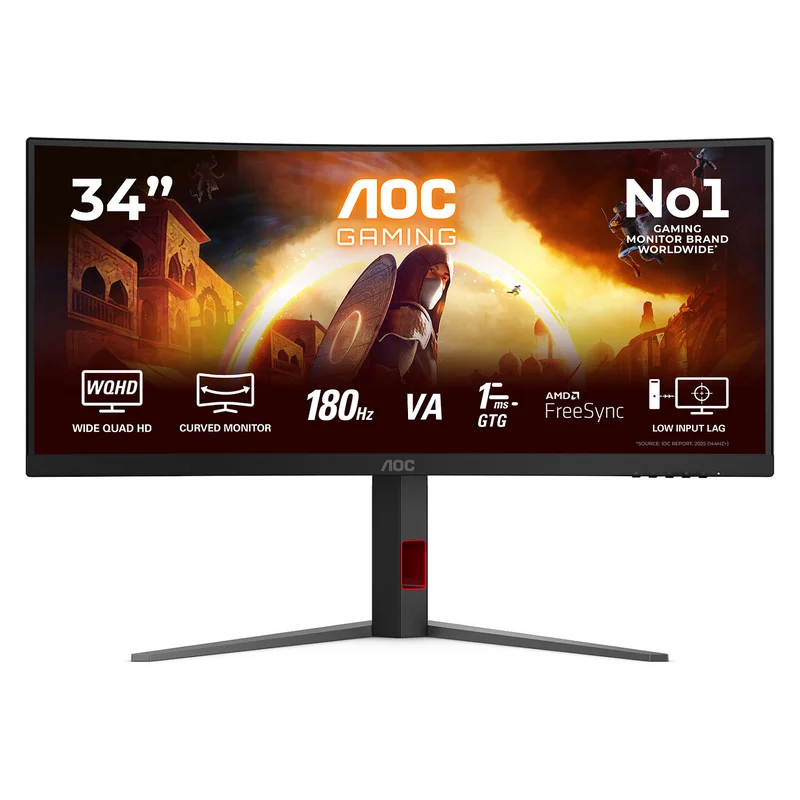 86cm/34" (3440x1440) AOC CU34G4 21:9 FastVA 0,5ms 180Hz HDMI DisplayPort Curved Freesync Premium HDR10 Black