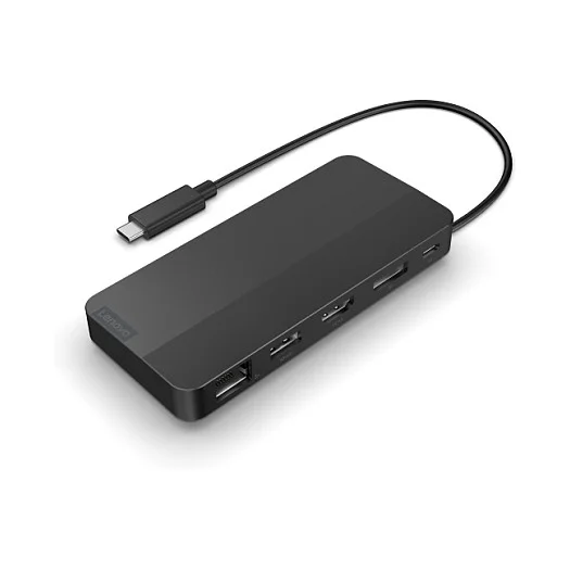 D Lenovo USB-C Dual Display Travel Dock with Adapter