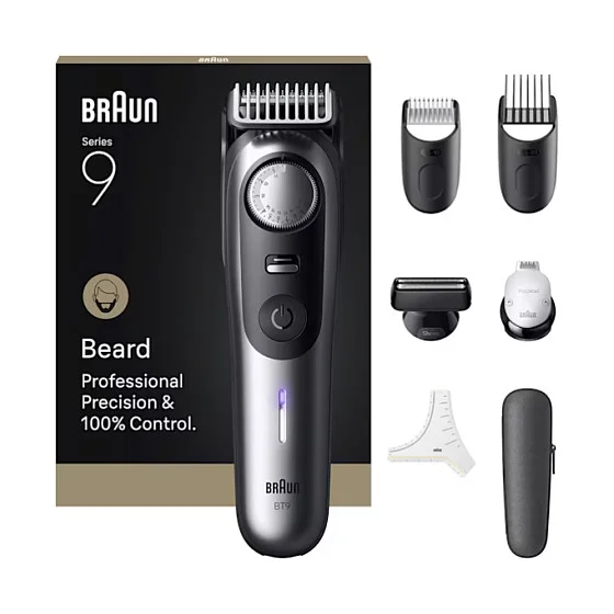 Braun Series 9 Beard Trimmer BT9520 244848 Akku/Netz satin chrome 7 Aufsätze Rei