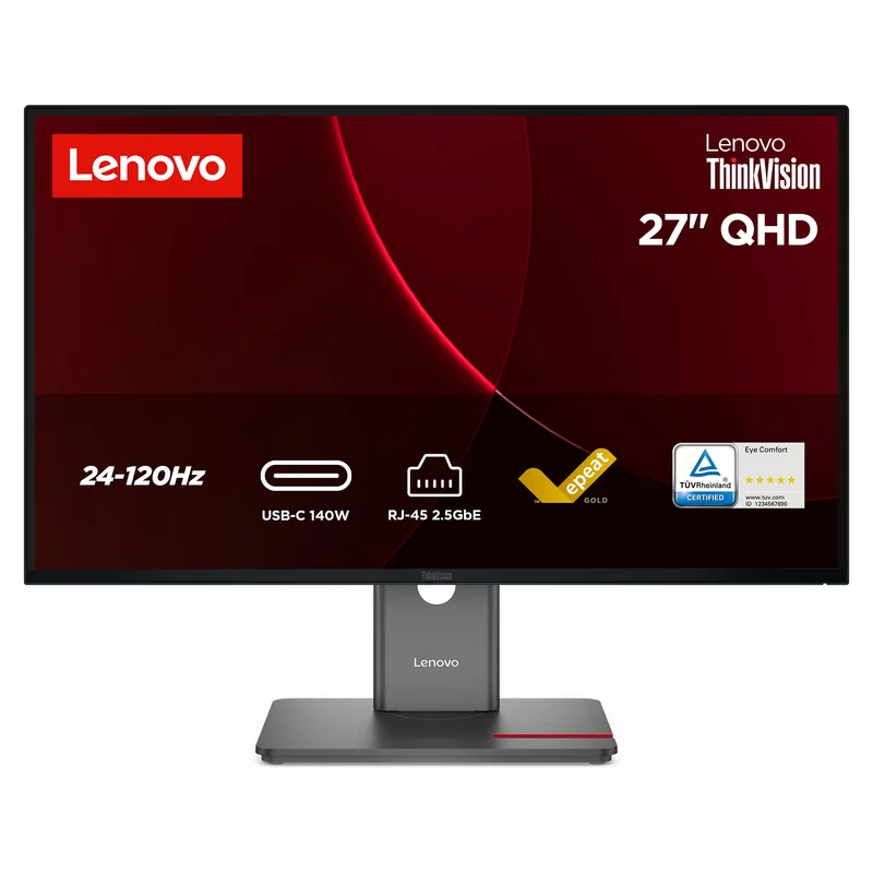 68,6cm/27" (2560x1440) Lenovo ThinkVision P27QD-40 16:9 WQHD IPS 4ms 120Hz HDMI DisplayPort USB-C USB LAN VESA KVM