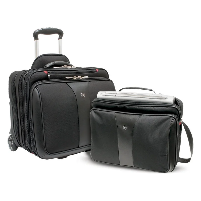 WENGER Patriot 2teiliges Buniness-Set 43.2cm 17Zoll Trolley schwarz - mit passendem Notebookkoffer 39cm 15.4Zoll