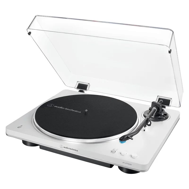 Audio Technica AT-LP70XBTWS (wei/silber, Integrierter Phono-Vorverstrker, Bluetooth, Vollautomat, Riemenantrieb)