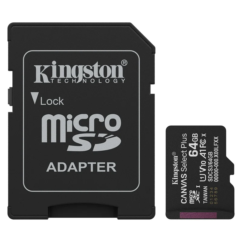 CARD Kingston 64GB microsdxc Canvas Select Plus Gen3 100MB/s A1 Card + Adapter