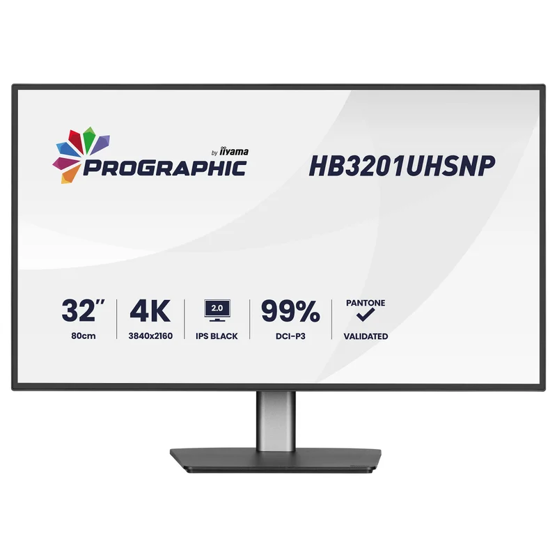 80,0 cm/31,5" (3840x2160) iiyama ProGraphic HB3201UHSNP-B1 16:9 IPS 4 ms 60 Hz 450cd/m² USB-C (96 W) HDMI DP RJ45 KVM VESA Black
