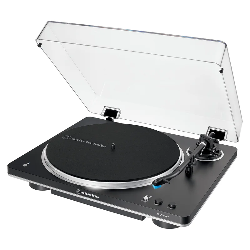 Audio Technica AT-LP70XBTBS (schwarz/silber, Integrierter Phono-Vorverstrker, Bluetooth, Vollautomat, Riemenantrieb)