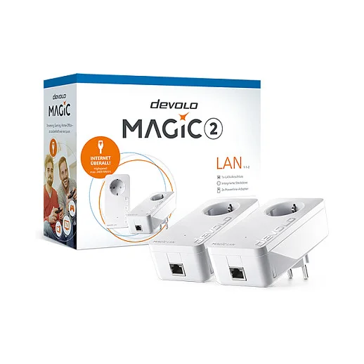 devolo Magic 2 LAN Powerline Starter Kit Powerline bis zu 2.400 Mbit/s. 1x Gigabit LAN (pro Einheit)