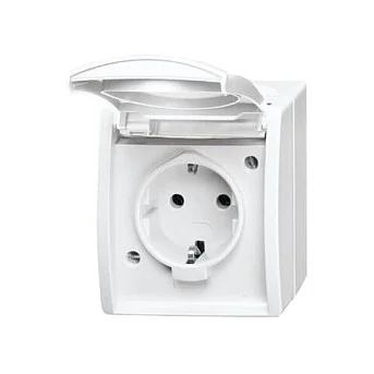 BUSCH JAEGER BJ 20EW-54 Steckdose m.Klappdeckel ocean IP44 alpinweiß