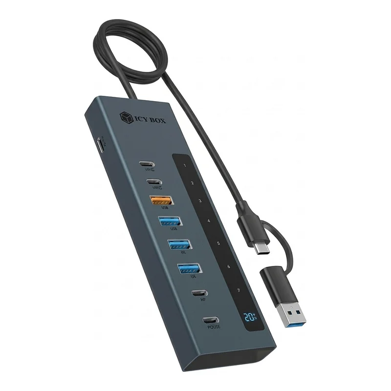 9-in-1 Hub IcyBox USB 3.2 mit Type-C/Type-A Anschluss