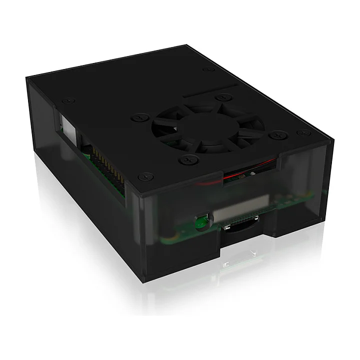 ICY BOX Gehäuse für Raspberry Pi 4, Aluminiumdeckel/-boden, Acrylrahmen