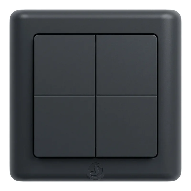 Shelly · Plug & Play · BLU Wall Switch 4 ZB DK · Wandtaster · 4-fach · 16 Aktionen · Grau
