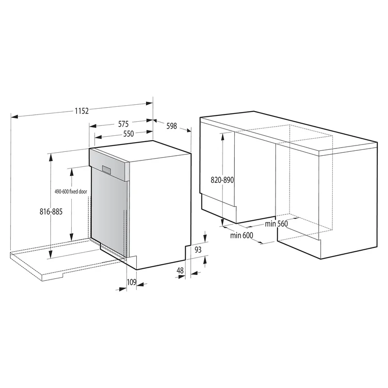 Gorenje GI642E90X EB-Geschirrspüler E 60cm integriert 47dB 11L 6Prg Korb