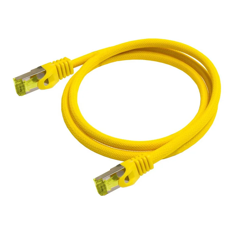 Python Patchkabel m. Cat.7 Rohkabel Nylongefl. gelb 5m