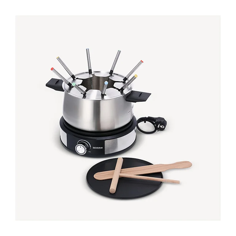 Severin FO 2471 Fondue-Crêpes-Kombi 1500 W Edelstahl schwarz