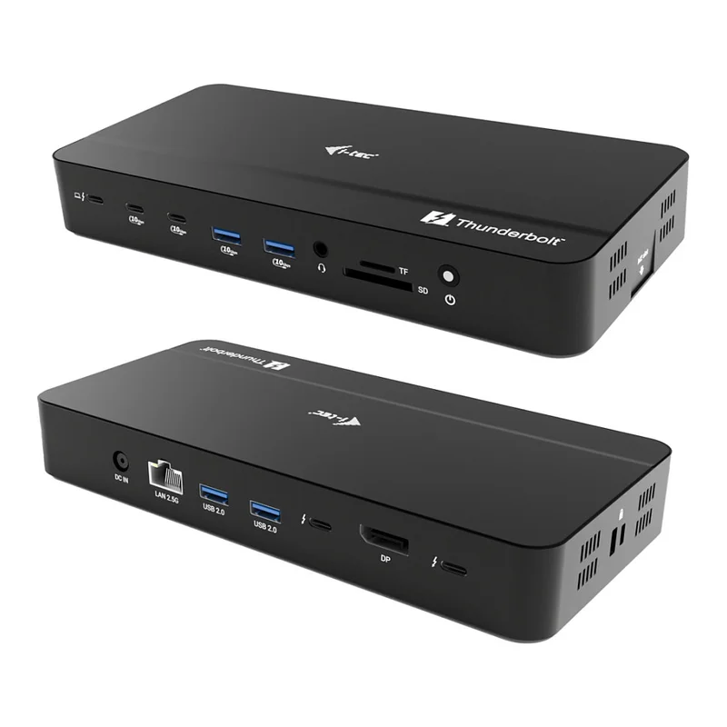D I-TEC TB5 Triple DisplayDS 2xTB5 1xDP 1x2,5GLAN 1xM.2 slot 1xAudio/Mic 2xUSB-C Gen2 2xUSB-A Gen2 2xUSB 2.0 SD+TF Kartenleser PD 140W