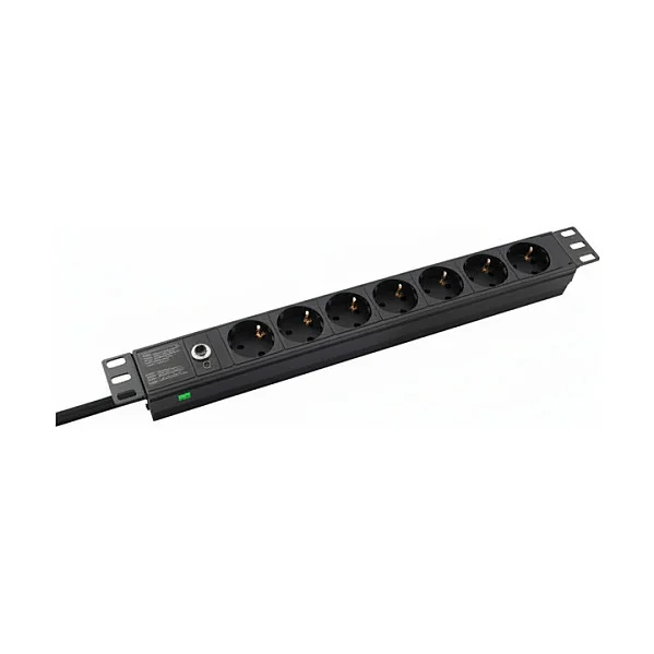helos 19" Steckdosenleiste PROFESSIONAL, 8-fach, schwarz, 2,0m, ohne Schalter