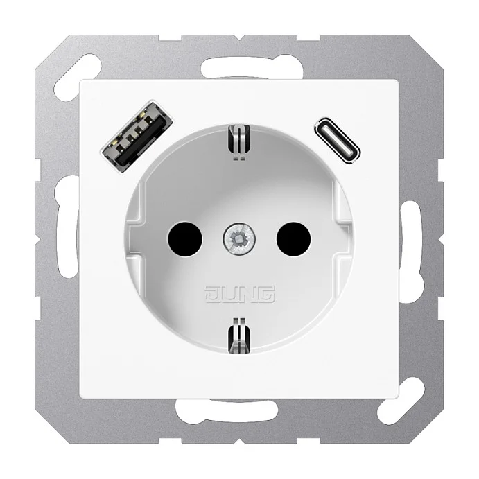 Jung A1520-15CAWW SCHUKOsteckdose m.USB Typ AC