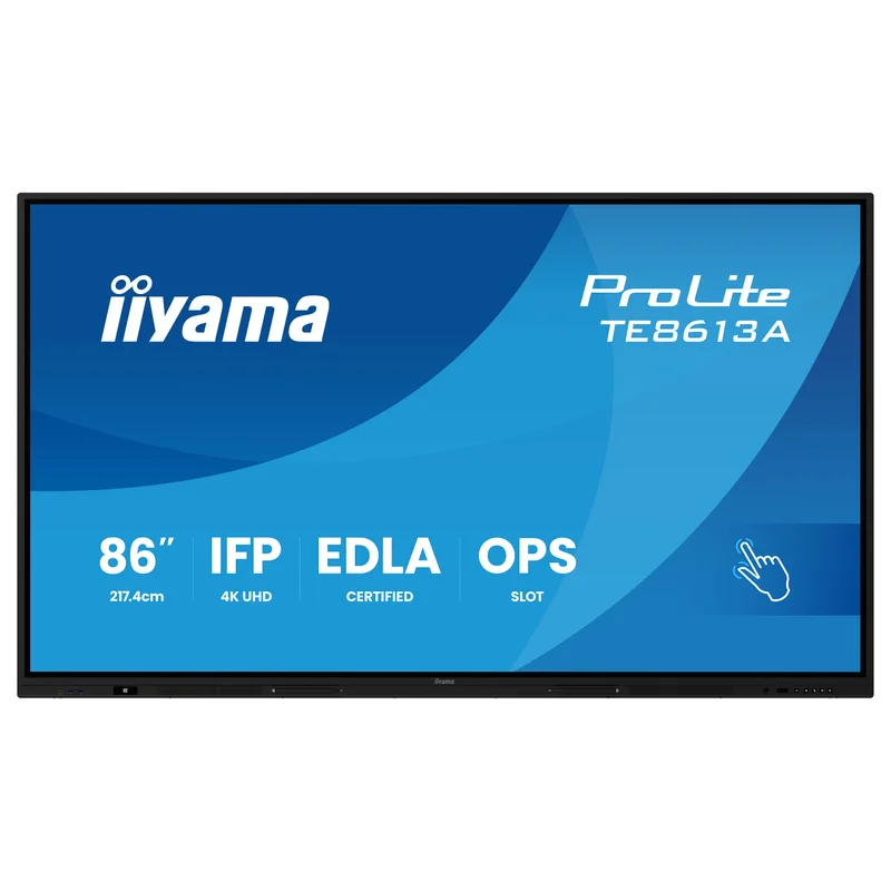 217,4cm/85,6" (3840x2160) iiyama ProLite TE8613A-B3AG 16:9 4K IPS 8ms HDMI DisplayPort USB-C USB LAN RS232 VESA Speaker Touch WiFi Black