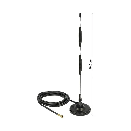 LTE Antenne SMA Stecker 7 dBi starr omnidirektional mit magnetischem Standfuß und Anschlusskabel RG-58 3 m outdoor schwarz